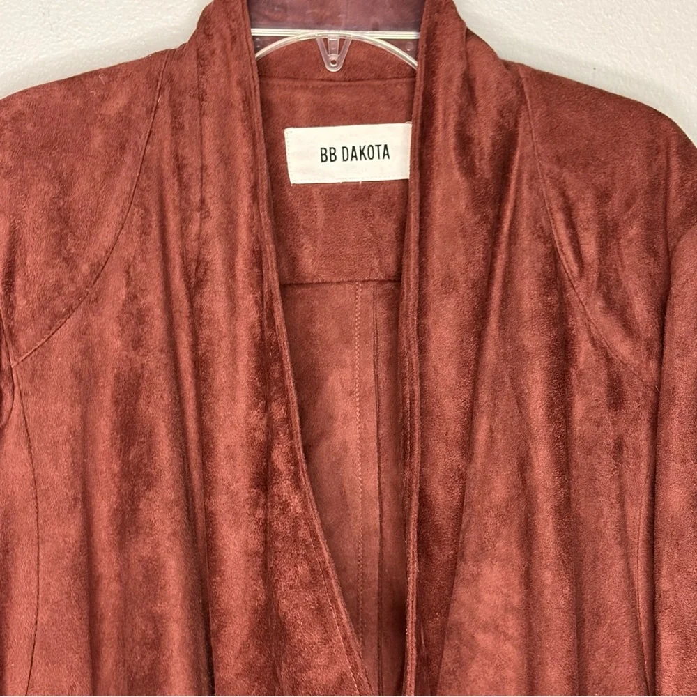 BB Dakota‎ Faux Suede Drape Jacket Med (No Tag) Cherrywood Chic Western Boho EUC - Picture 4 of 10